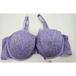Savage X Fenty Bra Women's Size 40DDD Purple Not Sorry Balconette Lace Underwire